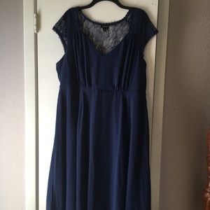 Lace Inset Chiffon Midi Dress